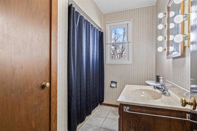 bathroom featuring vanity and tile patterned floors