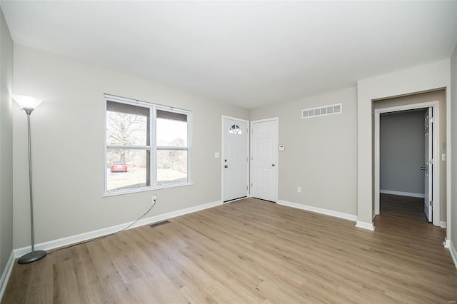 interior space with light hardwood / wood-style floors