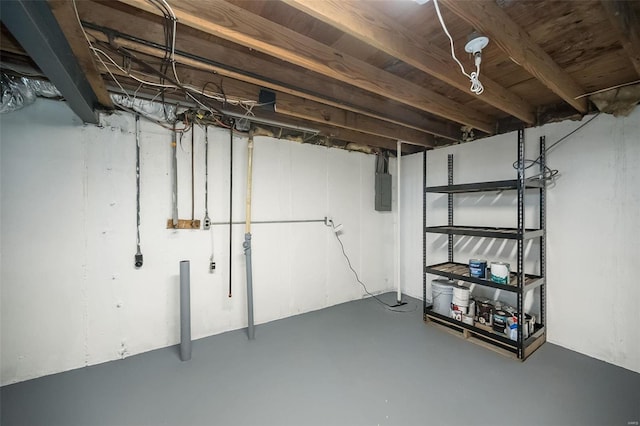 basement with electric panel