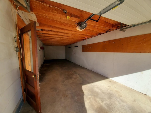 garage with a garage door opener