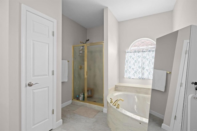 bathroom with plus walk in shower