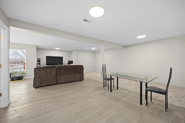 living room featuring light hardwood / wood-style flooring