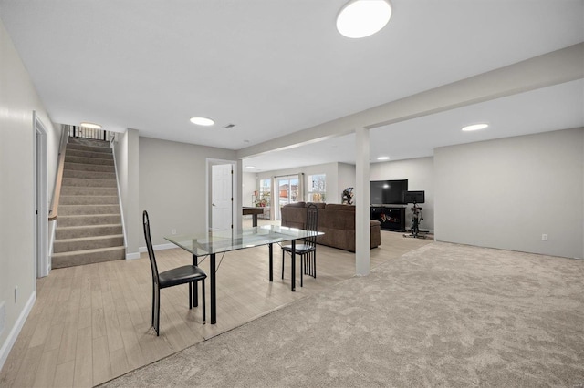 dining room with light hardwood / wood-style flooring