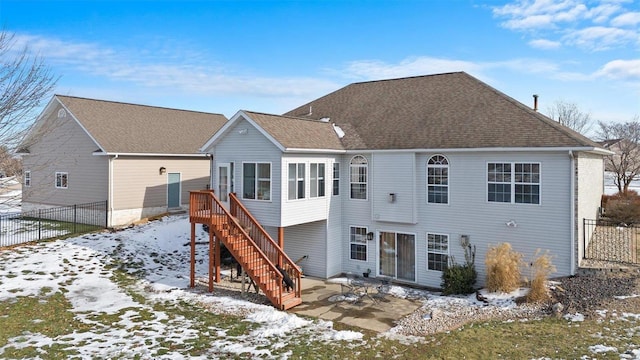 view of snow covered property