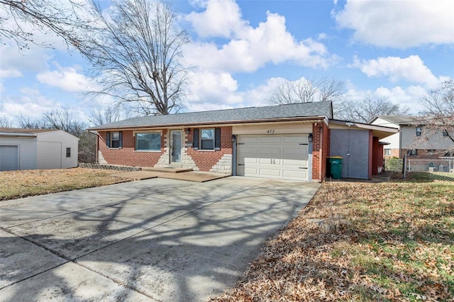 single story home featuring a garage