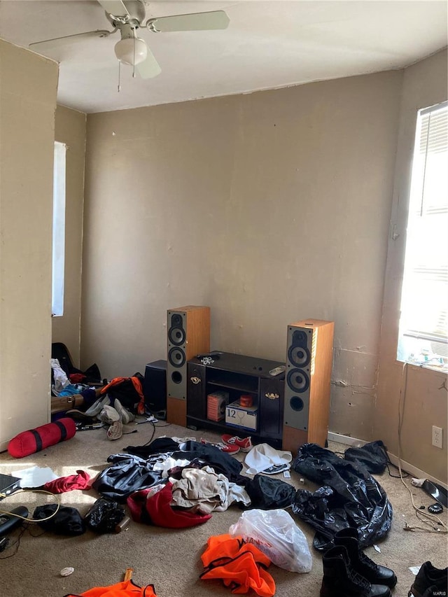 bedroom with carpet and ceiling fan