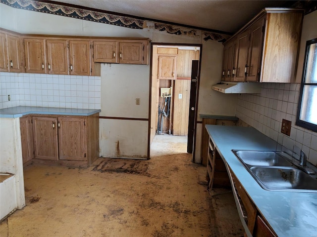 kitchen with sink and decorative backsplash