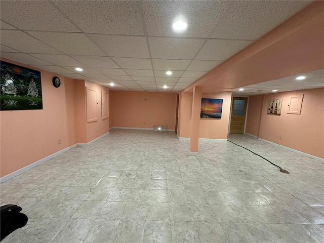 basement with a drop ceiling