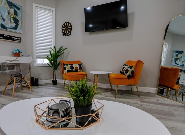 living area featuring light wood-type flooring