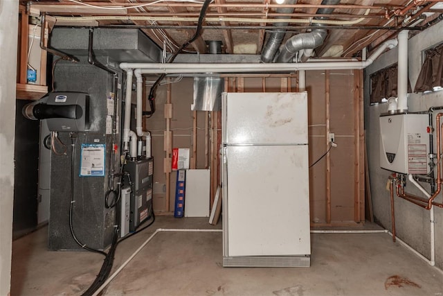 utility room with water heater