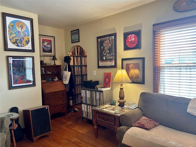 sitting room with wood finished floors