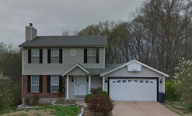 view of front of house with a garage