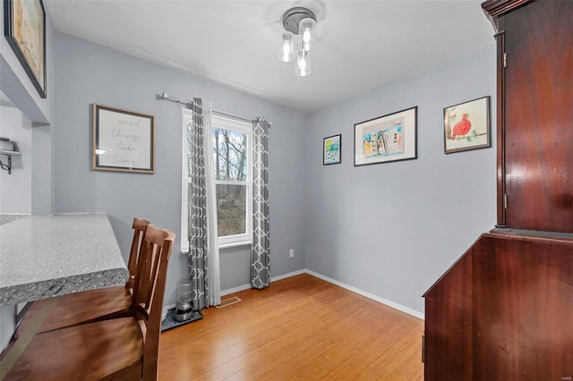 office area featuring light hardwood / wood-style floors