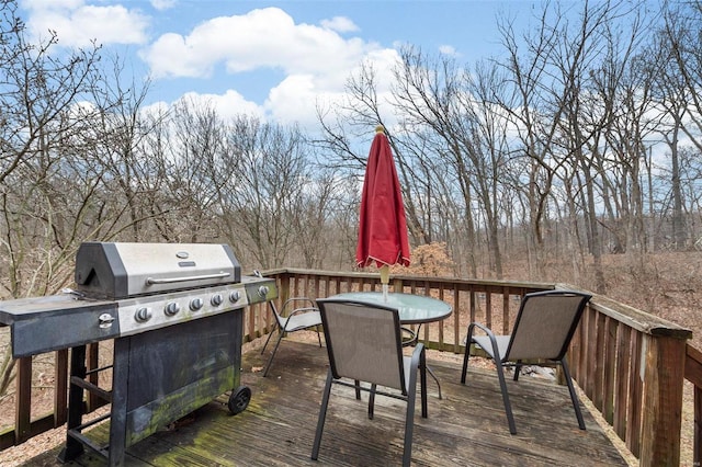 wooden deck featuring grilling area