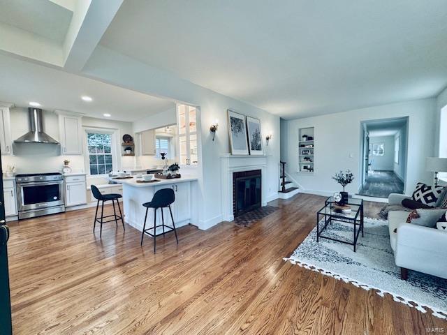 living room featuring light hardwood / wood-style flooring