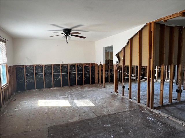 misc room with ceiling fan