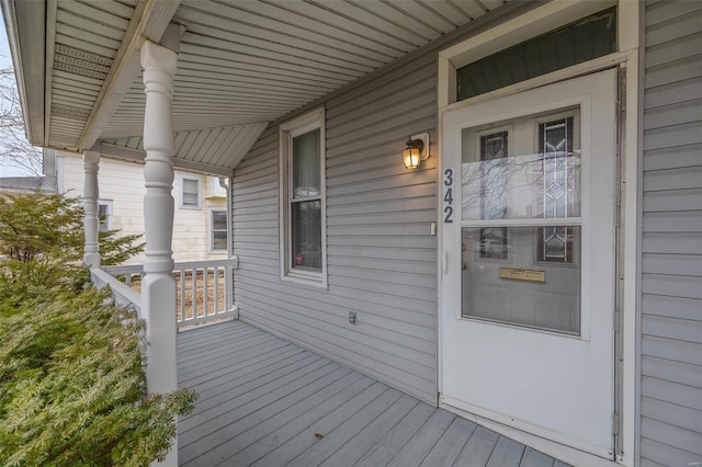 wooden deck with covered porch