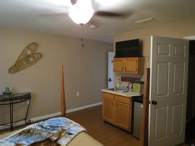 kitchen featuring dark hardwood / wood-style flooring and sink