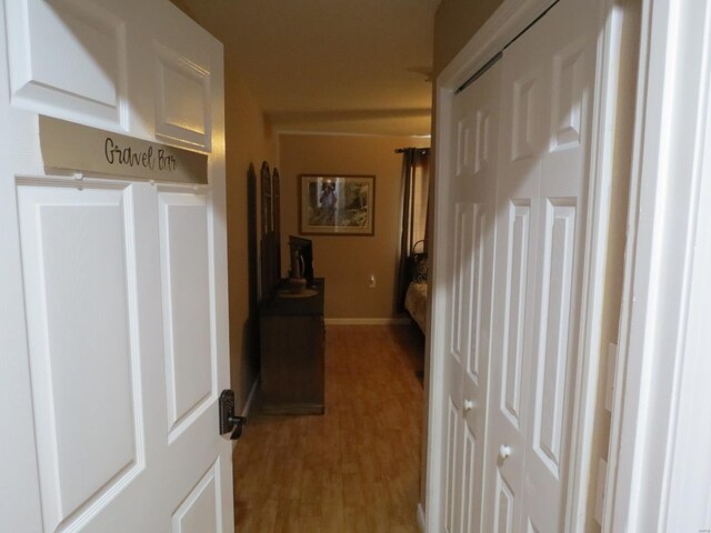 corridor featuring hardwood / wood-style flooring