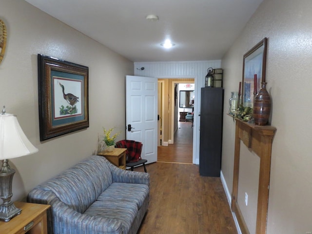 living room featuring dark hardwood / wood-style flooring