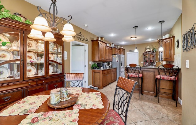 view of tiled dining area