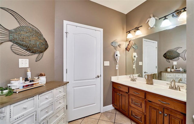 bathroom featuring tile patterned flooring and vanity