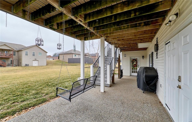 view of patio with a grill