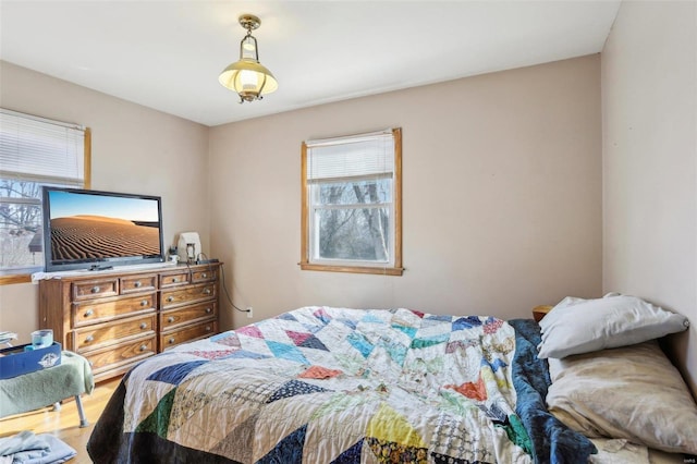 bedroom with wood-type flooring