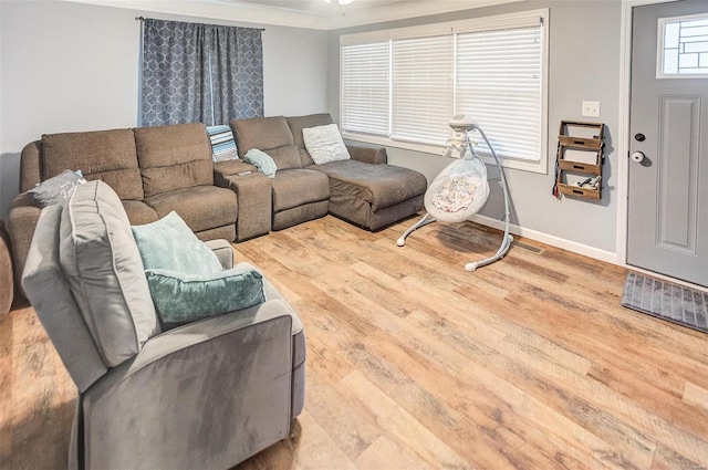 living room featuring hardwood / wood-style flooring