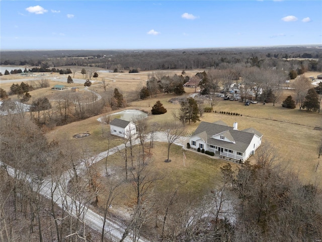 drone / aerial view with a rural view