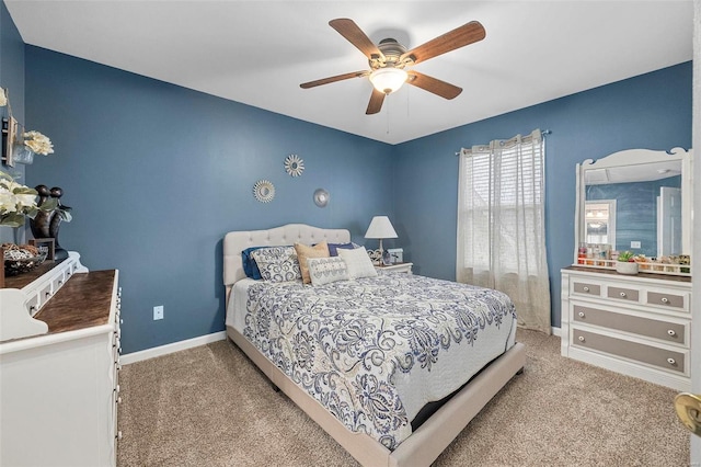 bedroom with carpet floors and ceiling fan