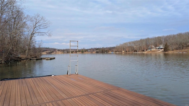 view of dock featuring a water view