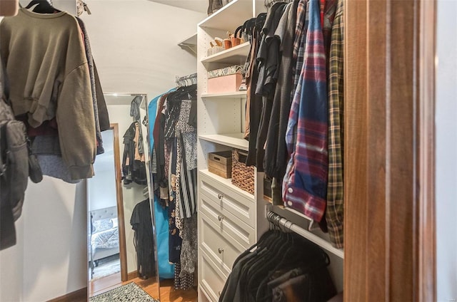 walk in closet featuring light hardwood / wood-style floors