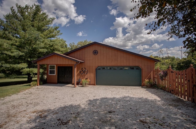 single story home with a garage