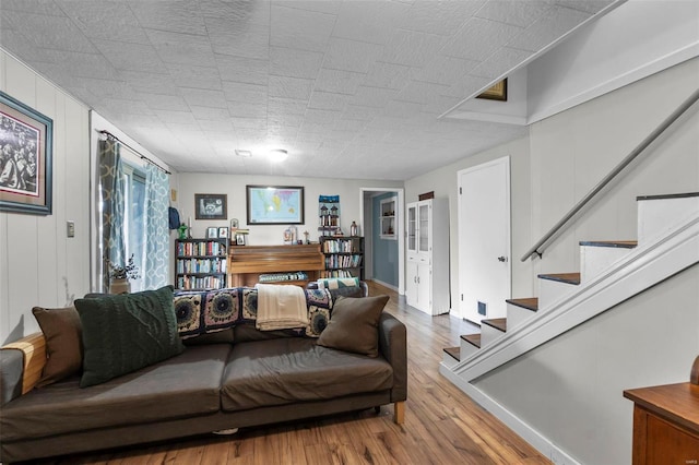 living room with hardwood / wood-style flooring