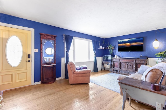 living room with light hardwood / wood-style floors