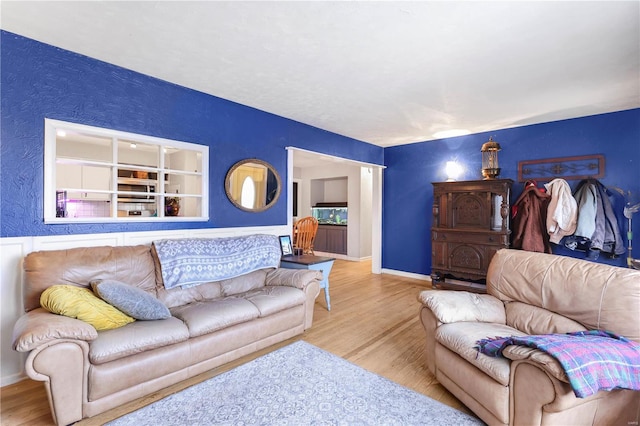 living room featuring light hardwood / wood-style flooring