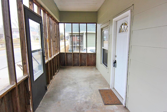 view of unfurnished sunroom