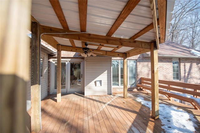 wooden terrace with ceiling fan