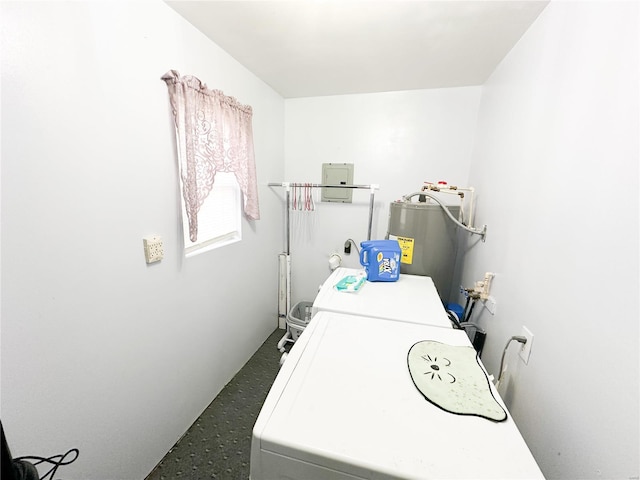 clothes washing area with water heater