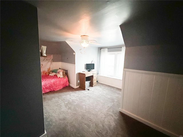 bedroom with carpet floors and ceiling fan