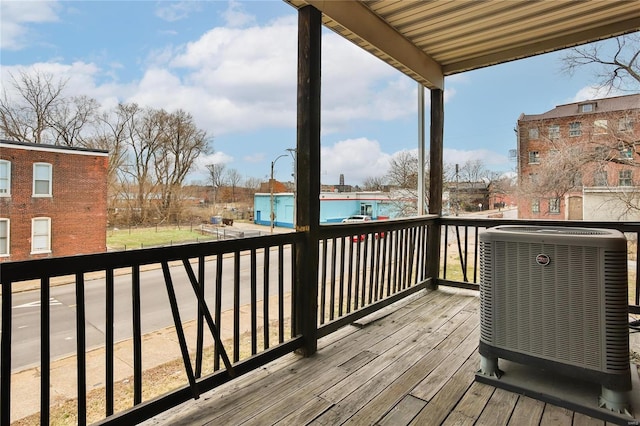 wooden terrace with cooling unit