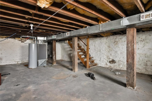 basement with water heater