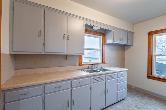 kitchen with sink and gray cabinets