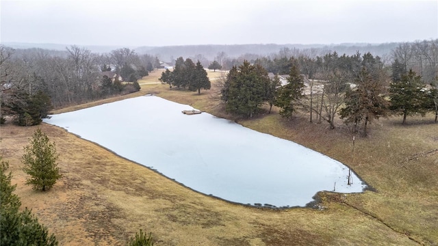 aerial view with a water view and a rural view