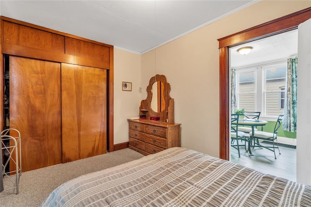 bedroom with crown molding