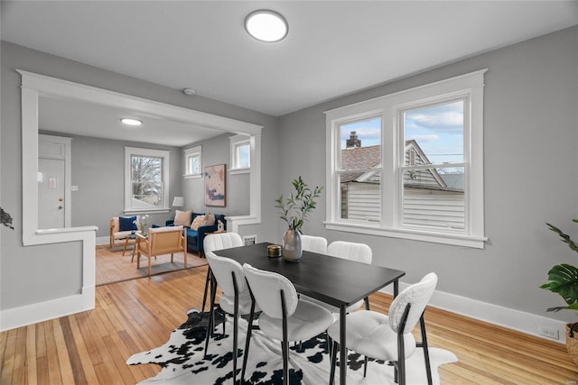 dining space featuring light hardwood / wood-style flooring