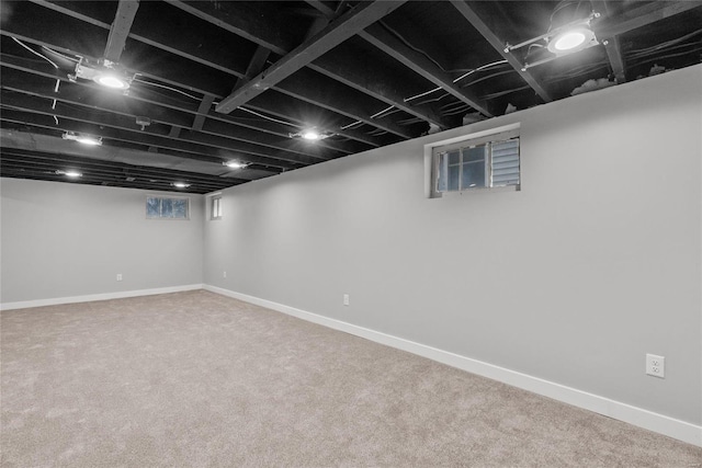 basement featuring carpet floors