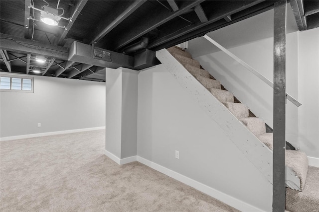 basement with carpet floors