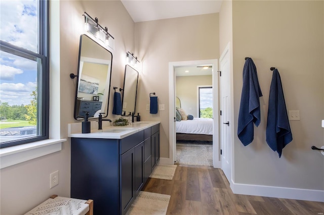 bathroom featuring vanity and wood-type flooring